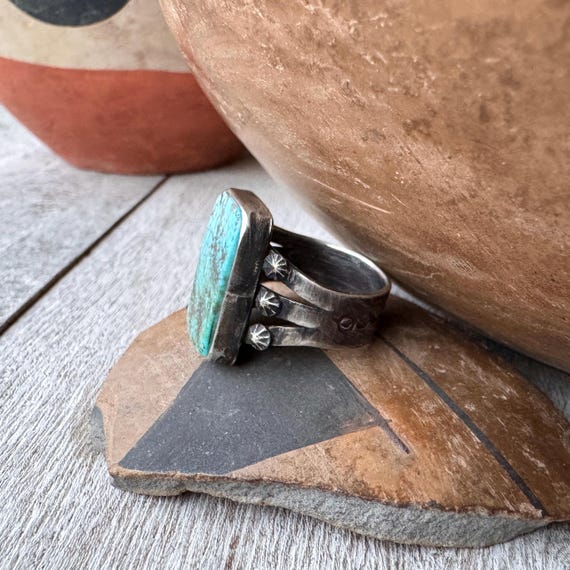 Simple Rectangle Matrixed Turquoise Ring Approx S… - image 4