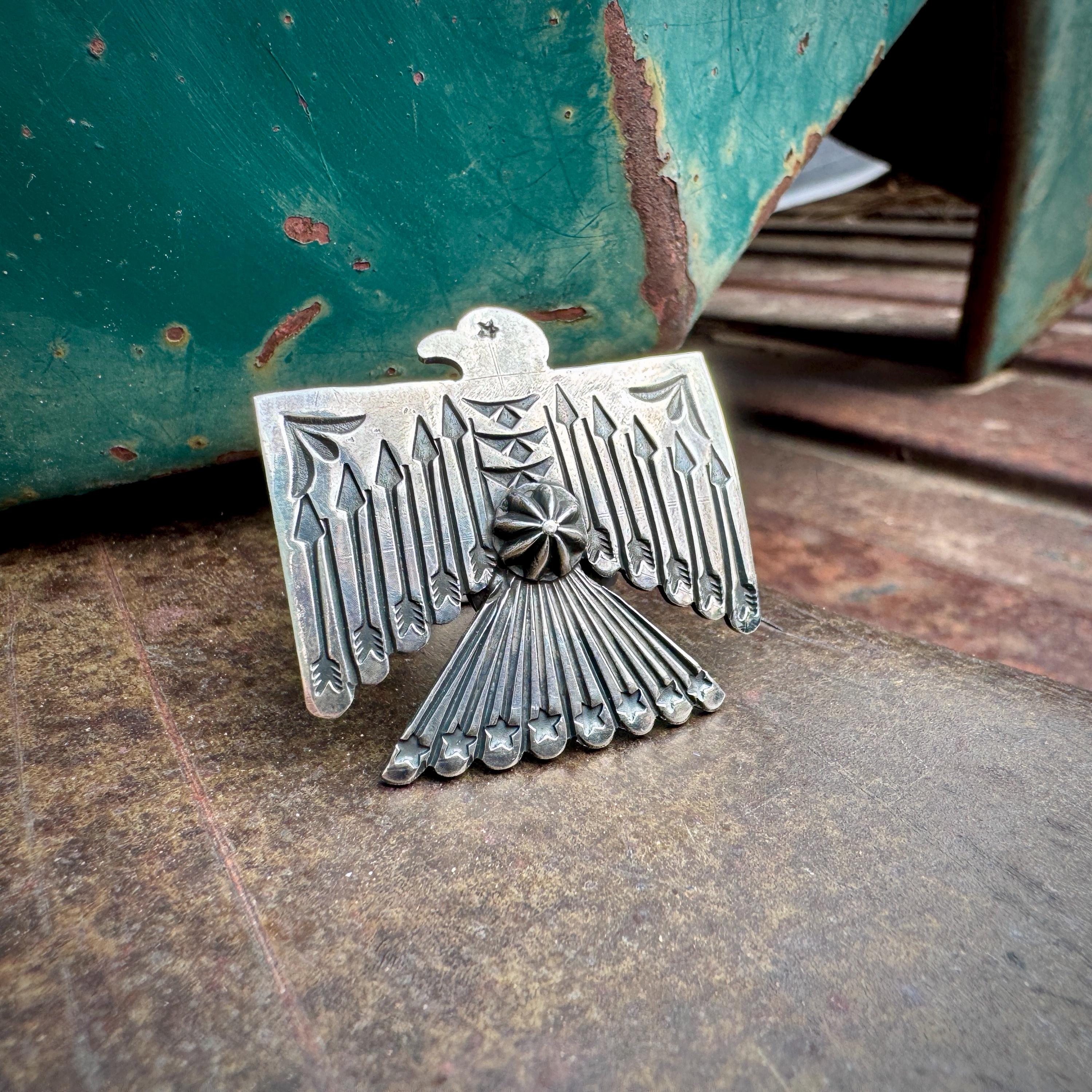 Navajo Sunshine Reeves Sterling Silver Thunderbird Ring Adjustable