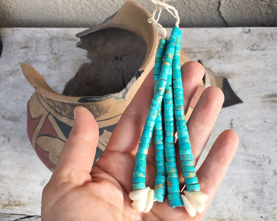 Incredible Vintage Navajo Turquoise Heishi White Shell Necklace & Jacla Native American Incredible Vintage Navajo Turquoise Heishi White Shell Necklace & Jacla Native American