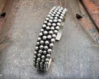 Navajo Ronnie Willie Sterling Silver Cuff Bracelet Approx Size 6.25 6.5, Raindrop Dot Design