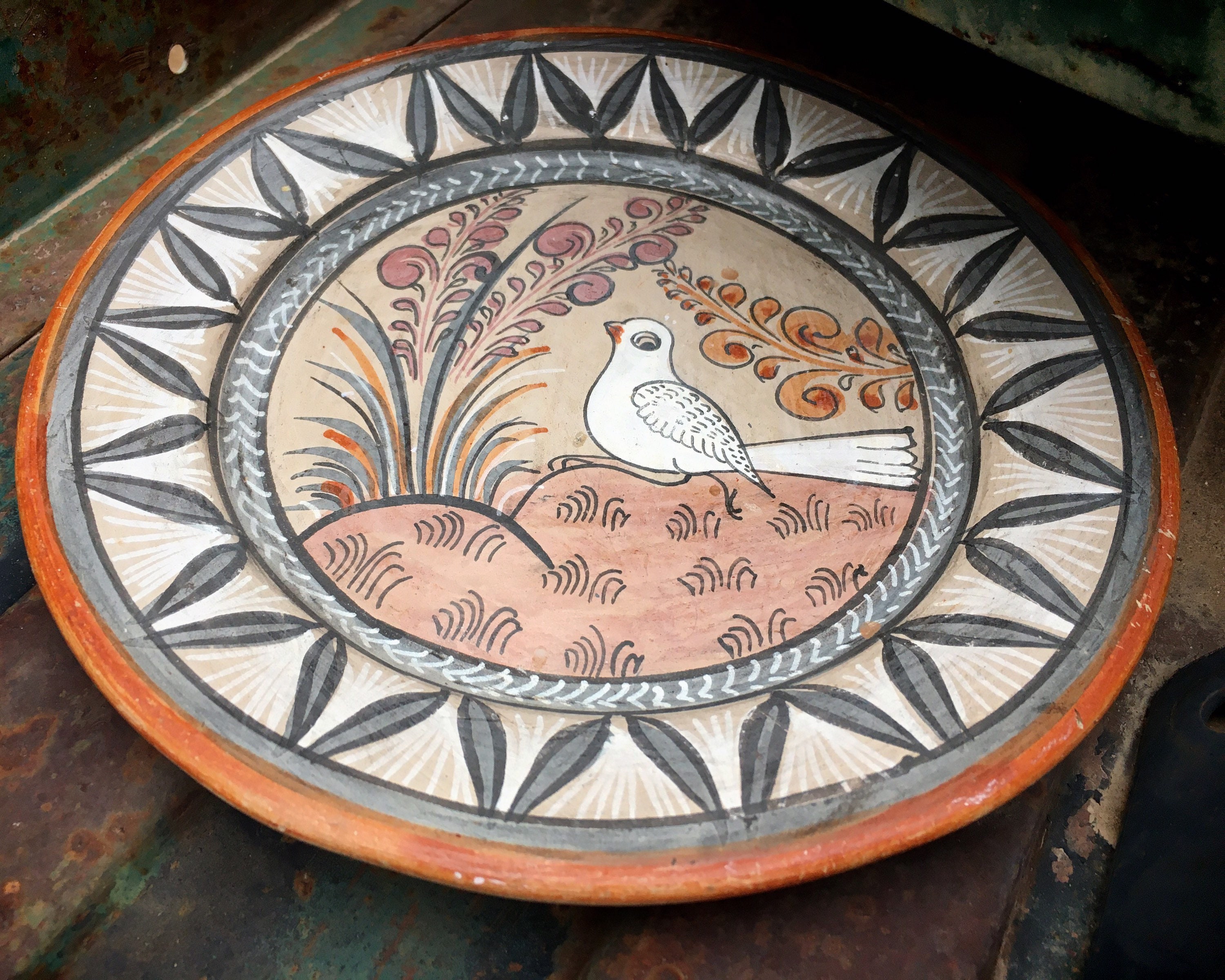 Burnished Pottery Tonala Plate 8 Wall Hanging Bird Design, Mexican Folk  Art, Southwestern Decor