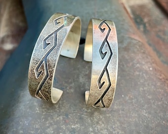 CHOOSE ONE: Vintage Sterling Silver Overlay Bracelet, Hopi Navajo Native America Indian Jewelry