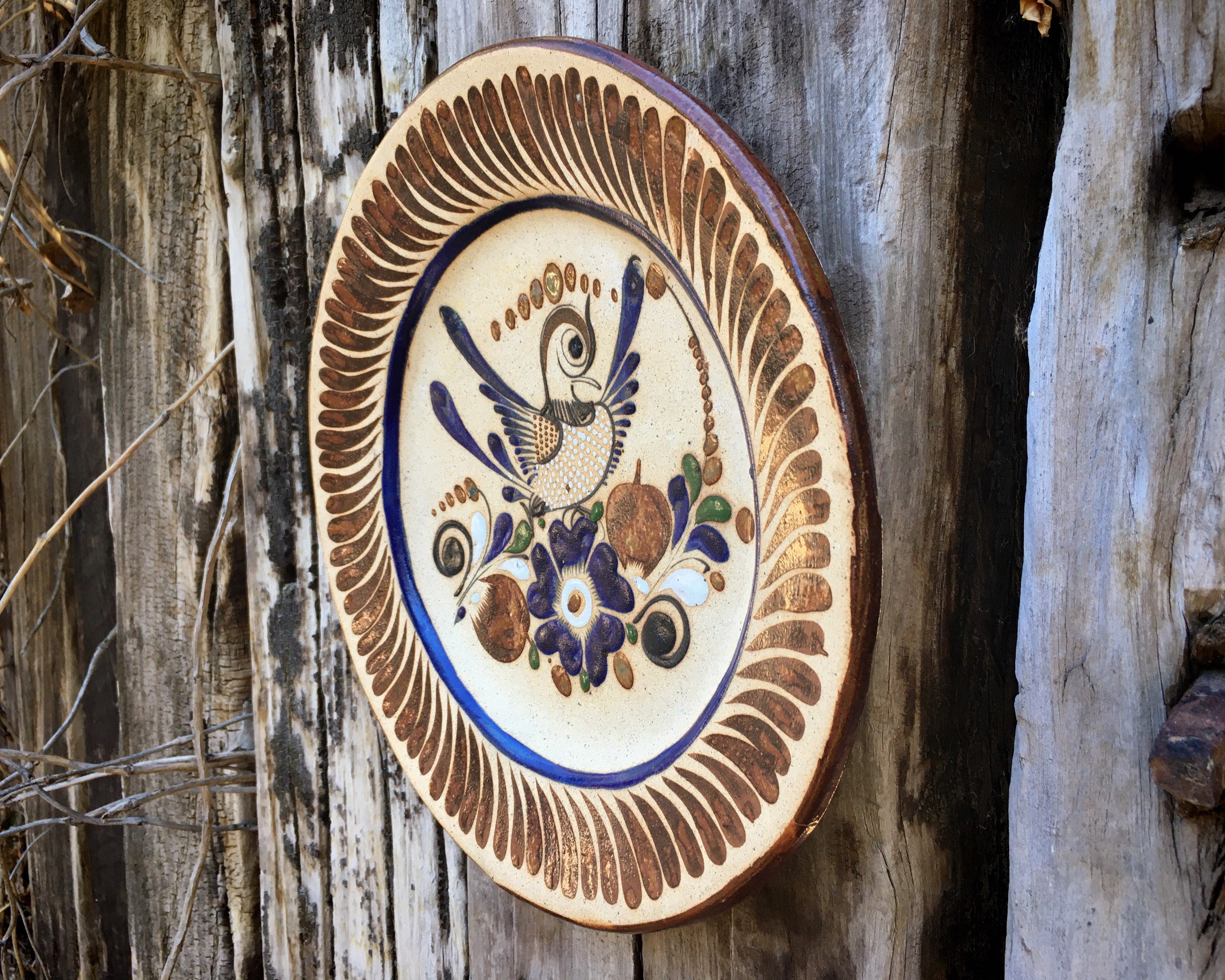 12 Heavy Tonala Pottery Decorative Stoneware Plate Wall Hanging