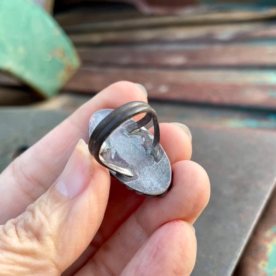 Vintage Navajo Agate Petrified Wood Ring Approx S… - image 4