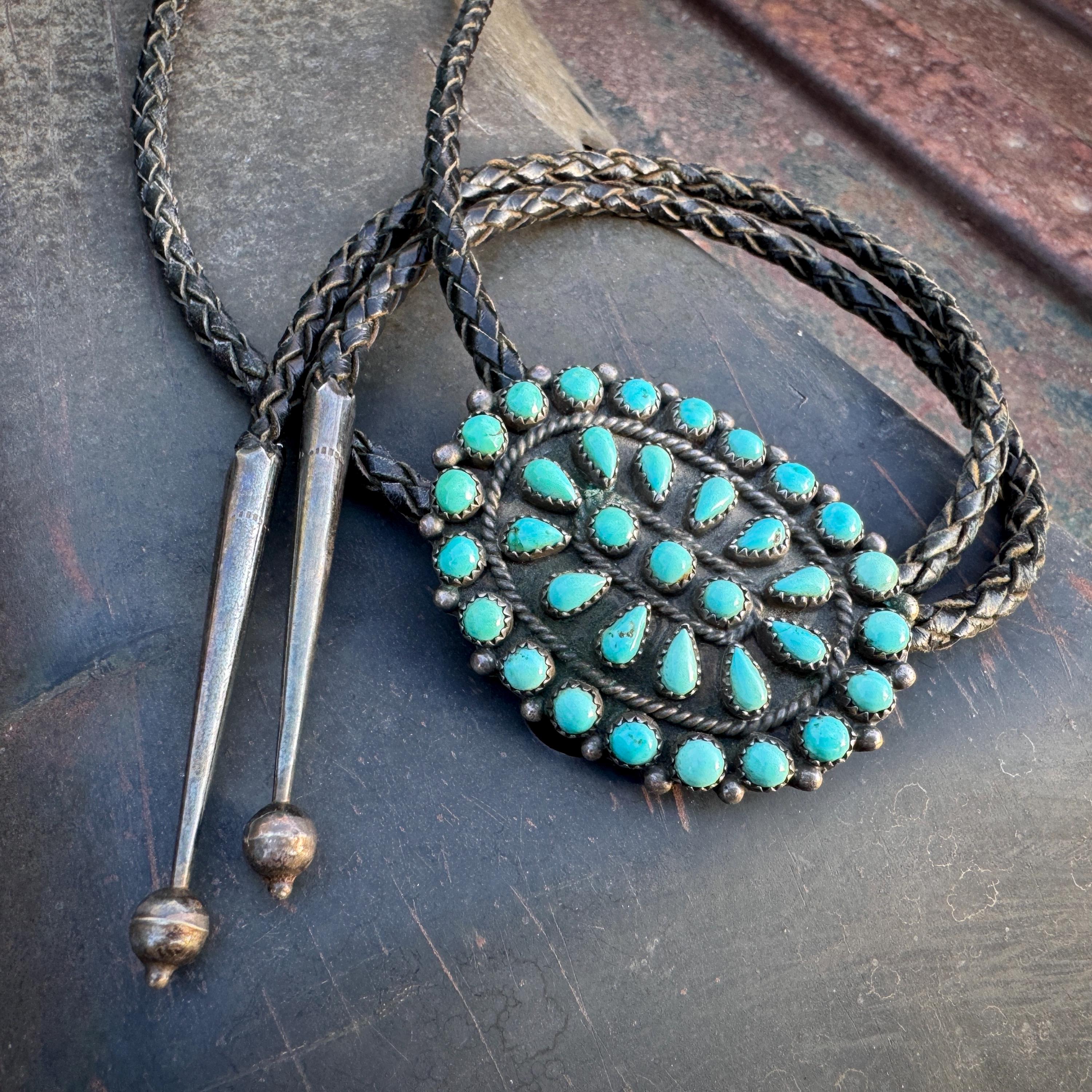 Unique Vintage Zuni Snake Turquoise Native American Jewelry Silver Bolo Tie Unique Vintage Zuni Snake Turquoise Native American Jewelry Silver Bolo Tie