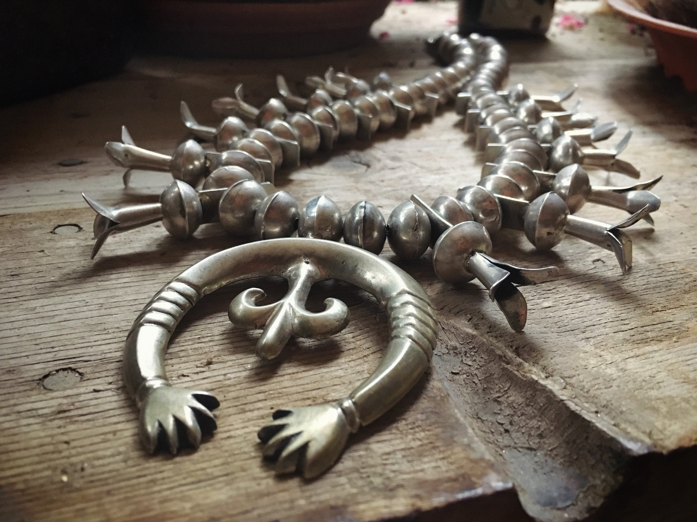 Vintage Sterling Silver Squash Blossom Necklace Native American