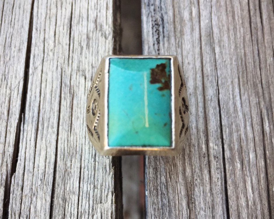Fred Harvey Era Vintage Turquoise Ring for Men Bell Trading