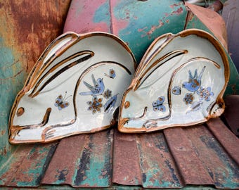 CHOOSE ONE: Vintage Rabbit-Shaped Tonala Pottery Tray by El Palomar