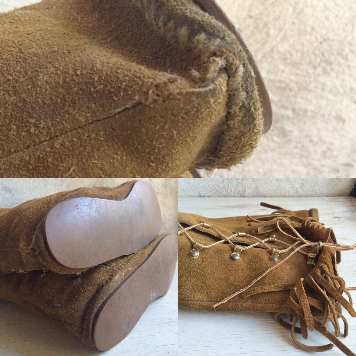 Well-worn vintage Minnetonka tall moccasin boots approximately Women's ...