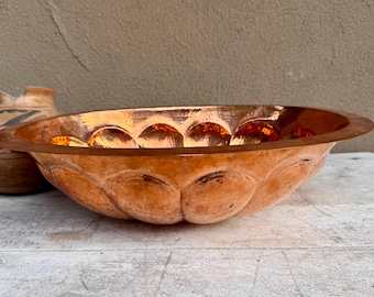Vintage Unused Mexican Copper Sink Oval 19" Wide, Outer Form Exposed, Cottage Home Decor