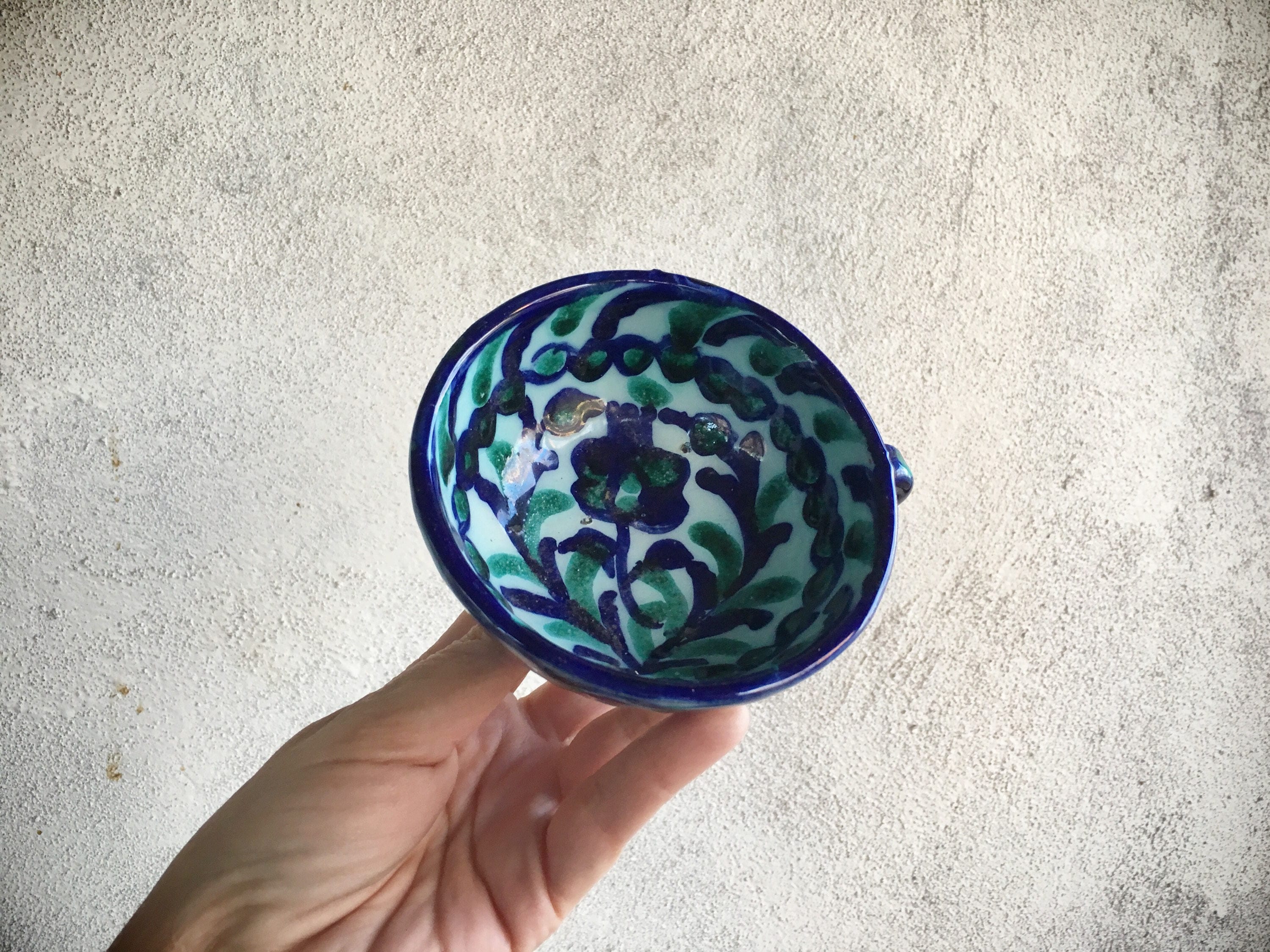 Vintage Granada Spain Pottery Cups and Saucers, Pomegranate Decor