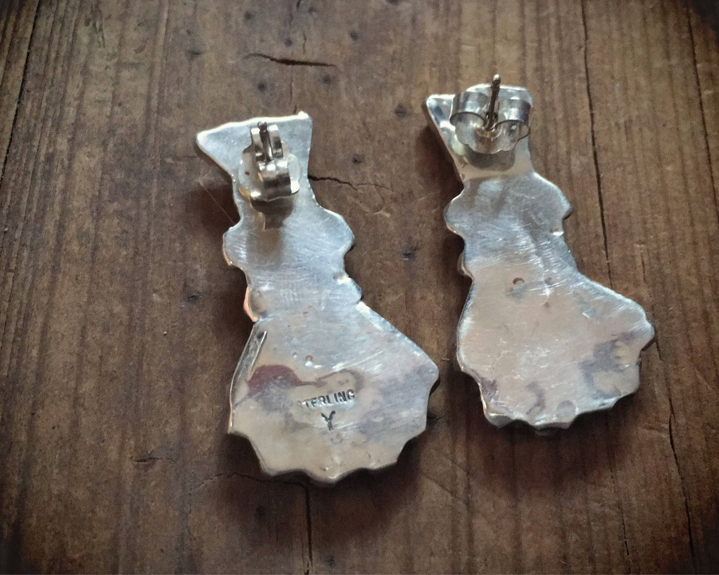 Vintage Navajo needlepoint turquoise earrings Native America Indian