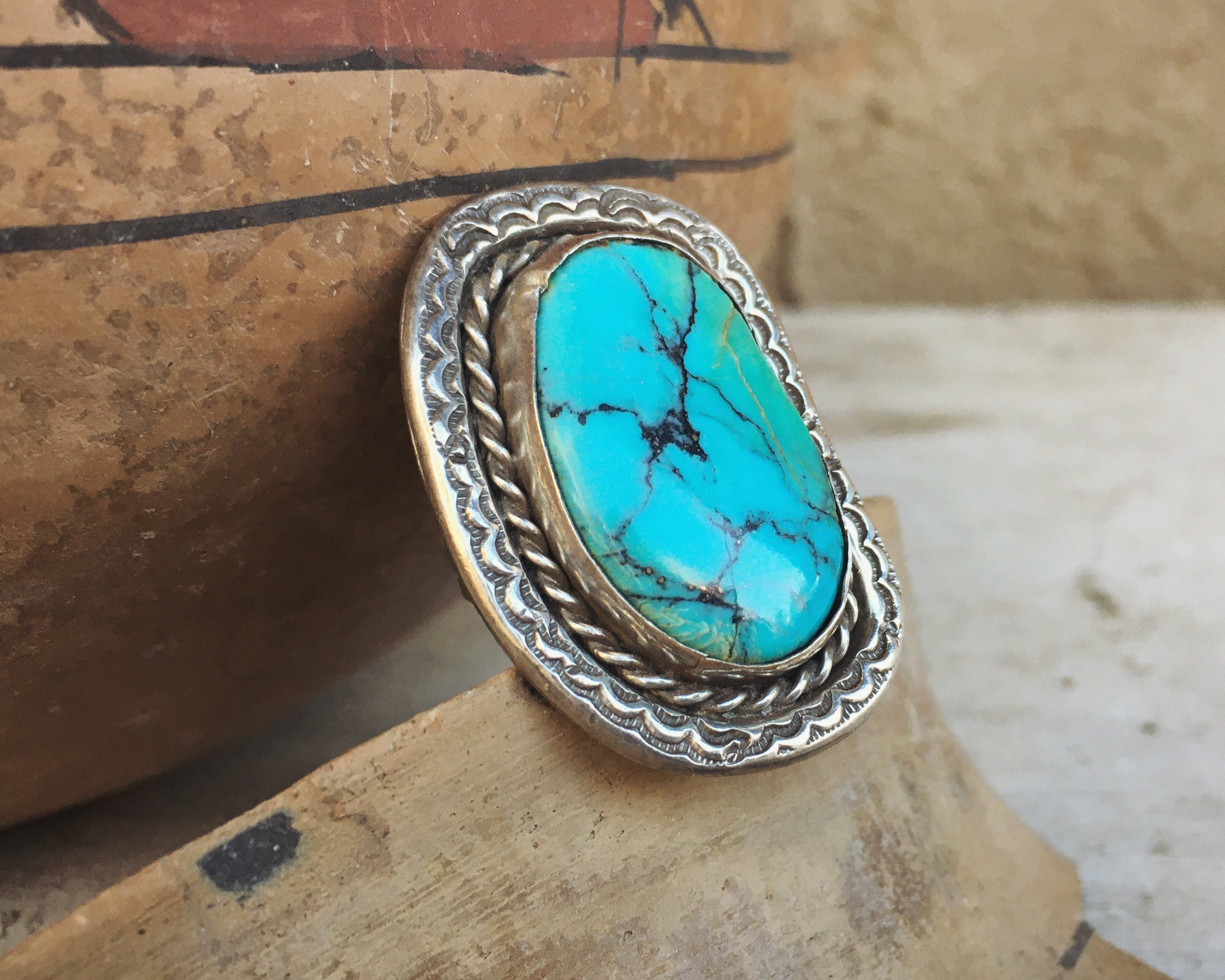 Navajo Turquoise Ring for Men or Women Size 7, Southwestern Jewelry ...