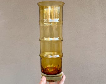 Vintage Swedish Art Glass Vase 9.75" Tall, Bo Borgstrom Bamboo Design