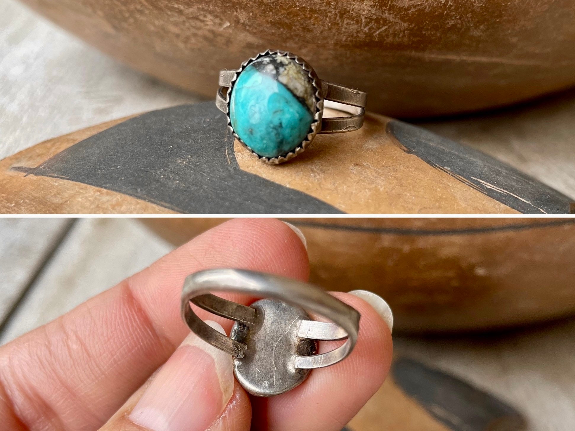 Fred Harvey Era Dainty Vintage Turquoise Ring