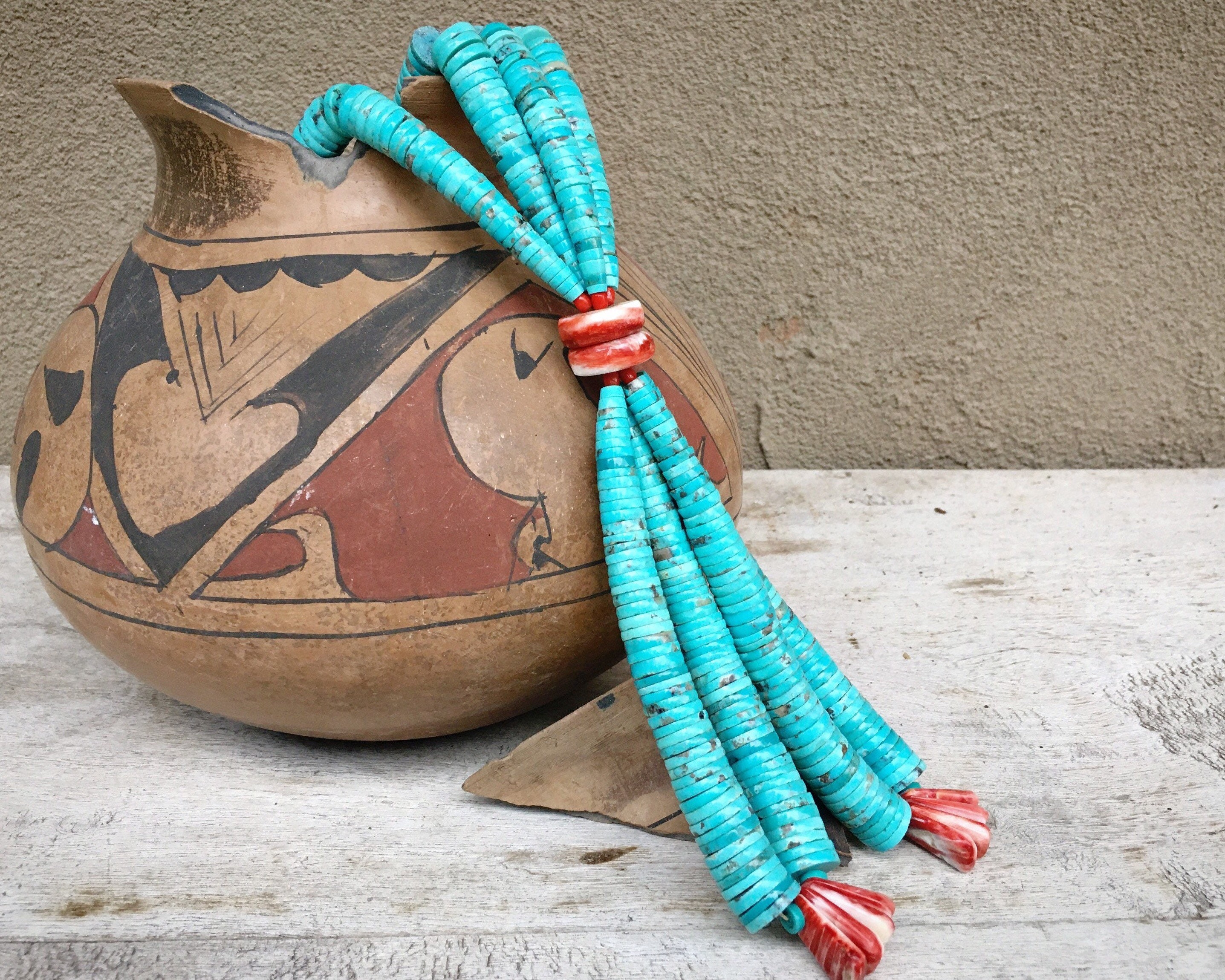 MUSEUM VINTAGE SANTO DOMINGO TURQUOISE JACLA NECKLACE OLD MUSEUM VINTAGE SANTO DOMINGO TURQUOISE JACLA NECKLACE OLD