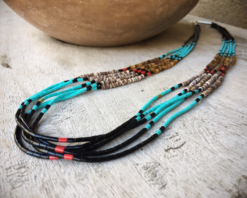 Native american heishi necklace sale