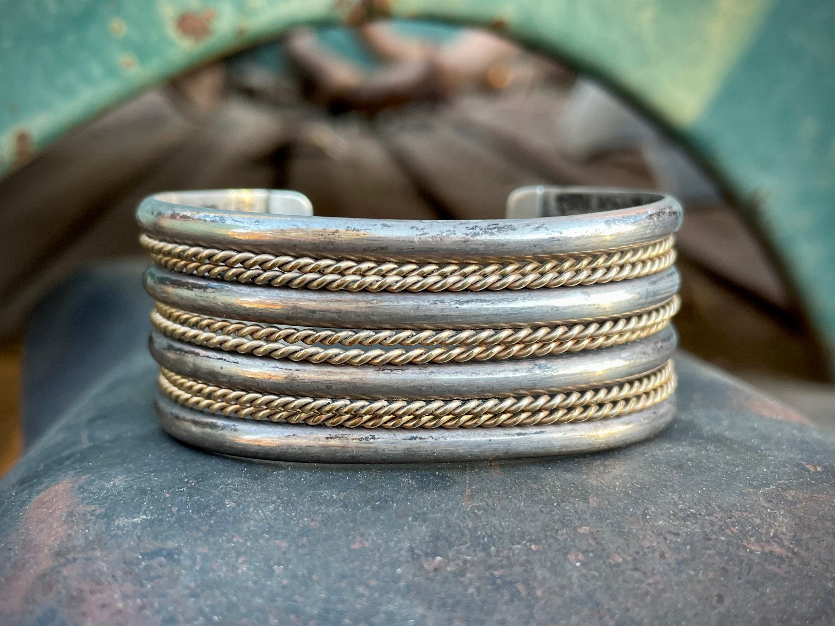 48g Twist Wire Sterling Silver and Brass Cuff Bracelet for Women Native  American Indian Jewelry