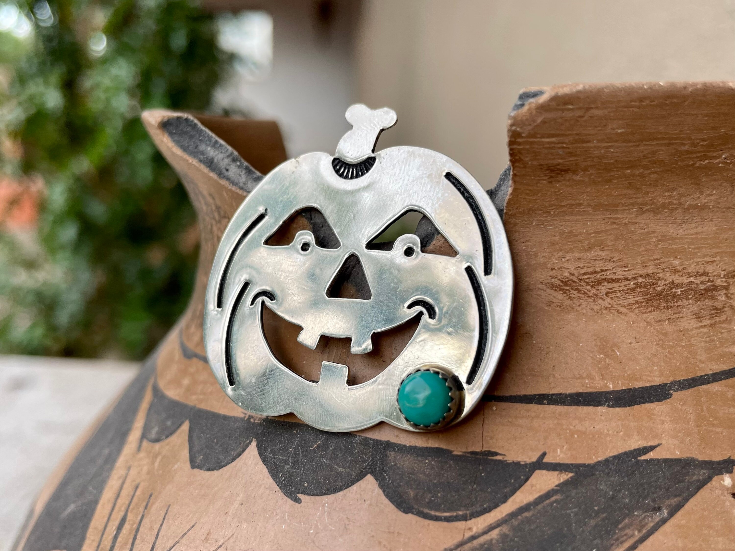 German Silver Jack O Lantern Brooch Pin for Hat or Jacket, Pumpkin Fall ...