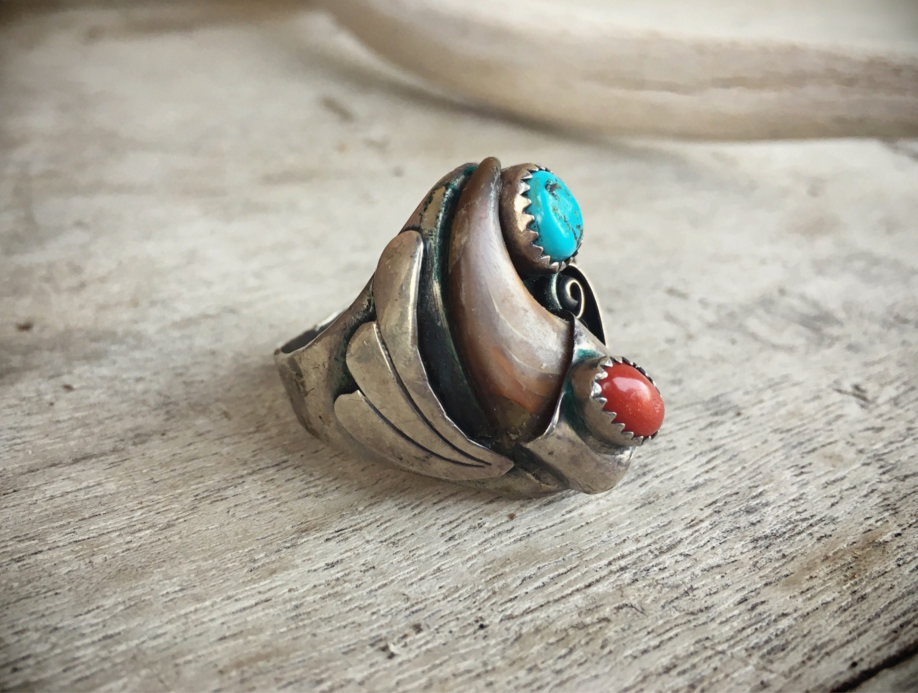 Men's Ring Vintage Turquoise Ring Sterling Silver Native American ...