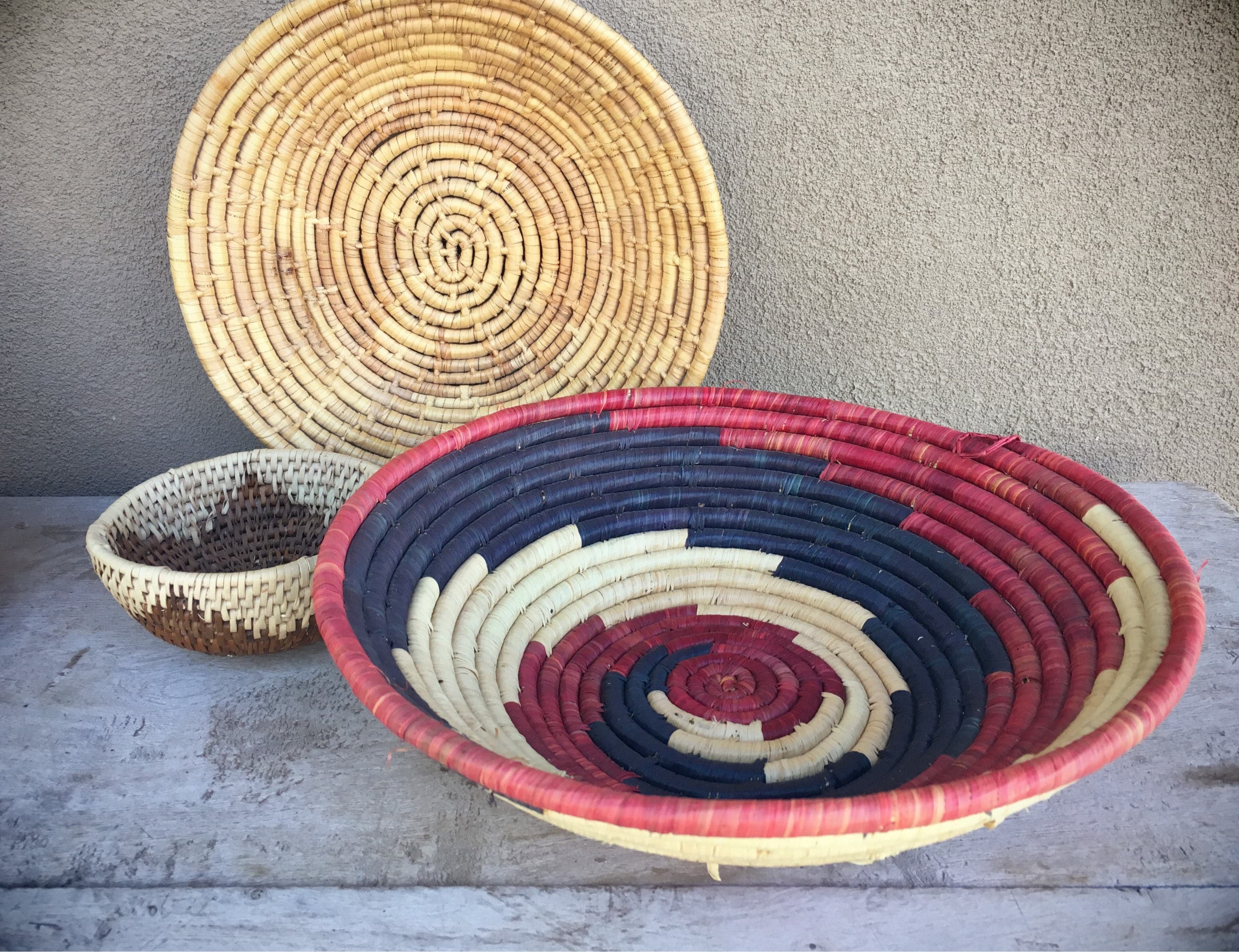 Coiled Baskets Earth Tones, Bohemian Decor Southwestern Decor Native