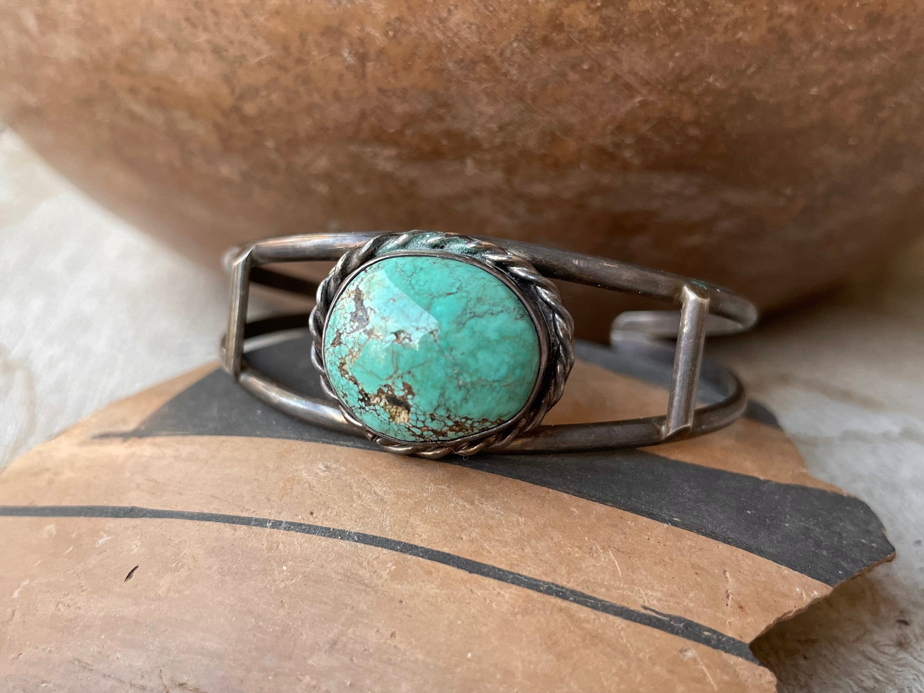Vintage Navajo Domed Turquoise Sterling Silver Cuff Native American Jewelry Bracelet Vintage Navajo Domed Turquoise Sterling Silver Cuff Native American Jewelry Bracelet