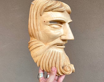 Hand Carved Wood Bearded Man Mexican Folk Art of Michoacan by Master Felipe Horta