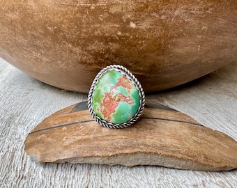 Simple Turquoise Ring Size 9 by Navajo Brian Wiletto, Native American Jewelry Southwestern