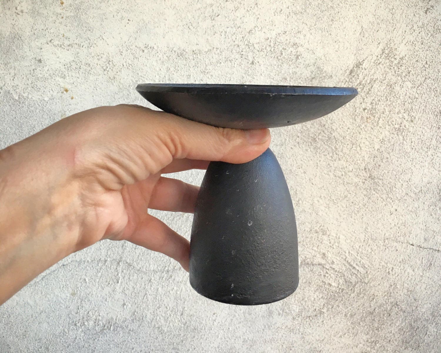 Collection of Midcentury heavy cast iron candle holders Dansk style