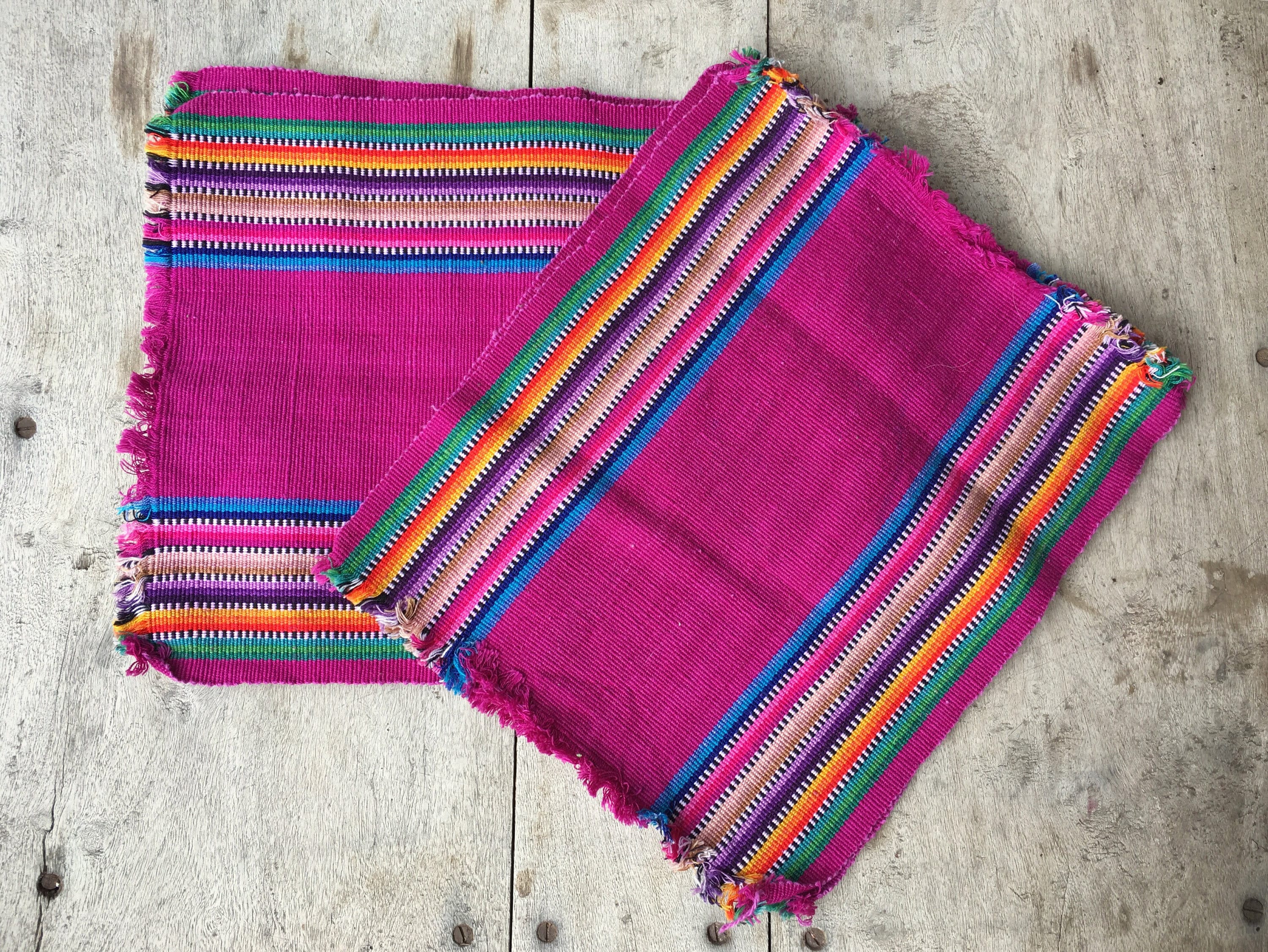 Set of four vintage woven placemats , Mexican placemats, bohemian decor