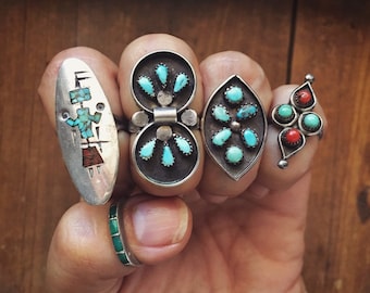 Dainty Vintage Turquoise Ring Boho Jewelry, Fred Harvey Era Jewelry Southwestern, Native American Indian Rings Vintage, Gift for Young Women