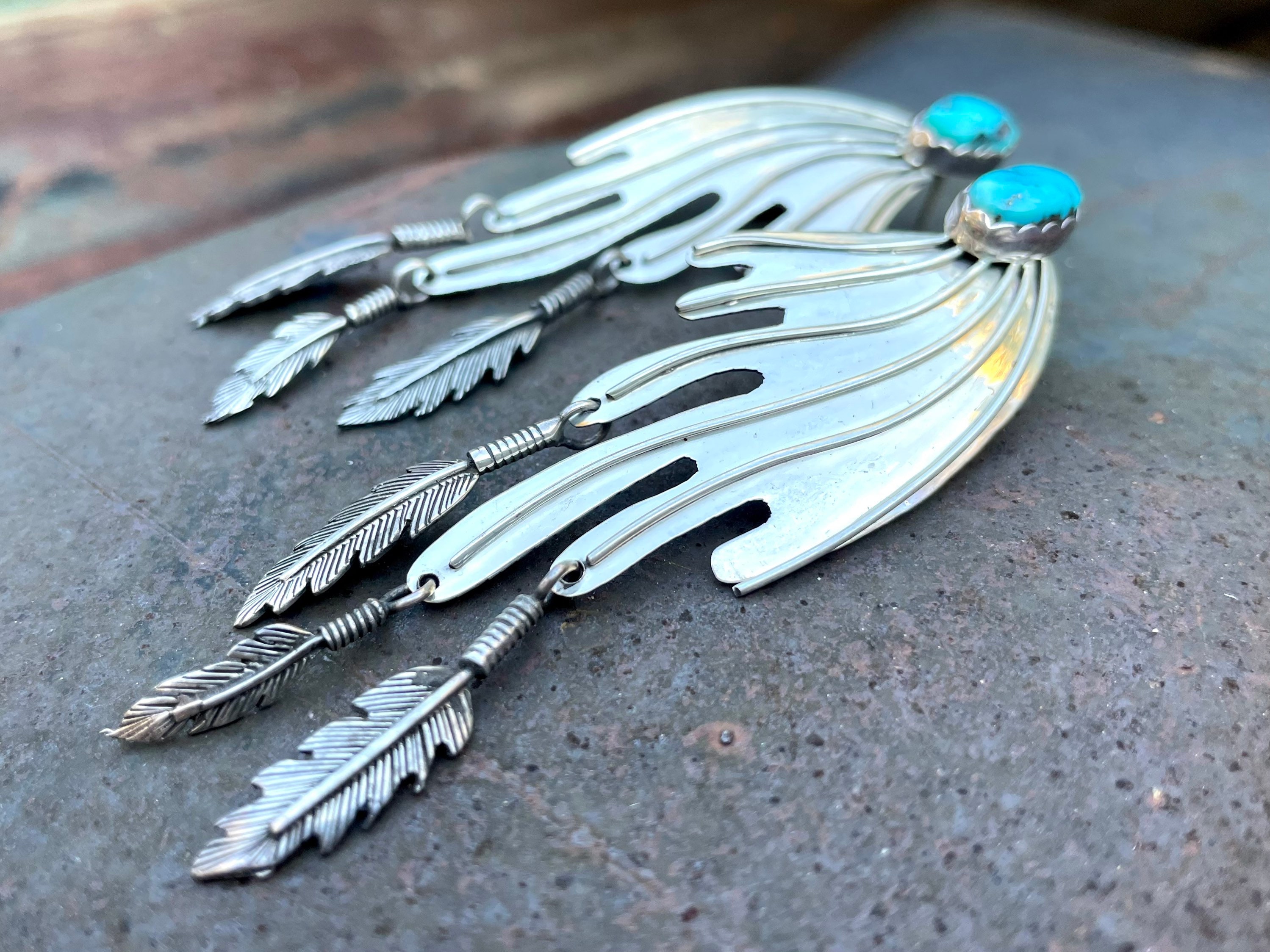 Vintage Navajo Ben Yazzie Sterling Silver Turquoise Sculptural