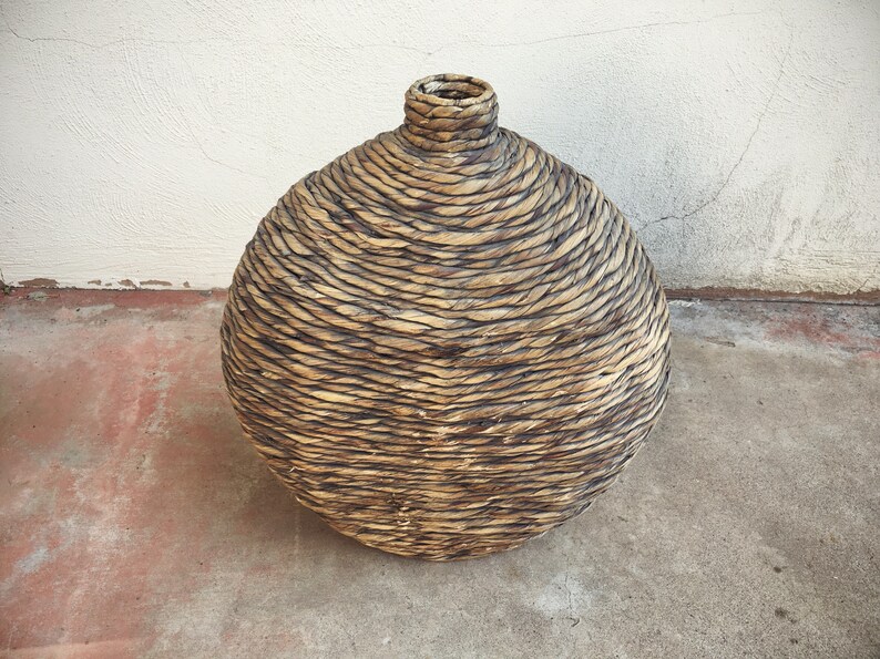 Large Woven Basket Vase Bohemian Decor Primitive Decor Etsy