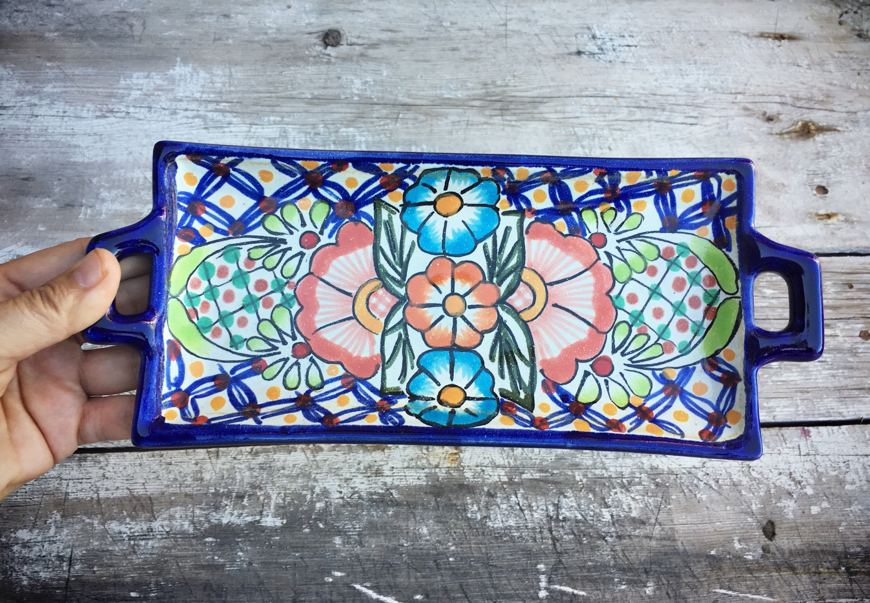 Talavera Pottery Trinket Dish or Spoon Rest, Soap Tray Bathroom Decor