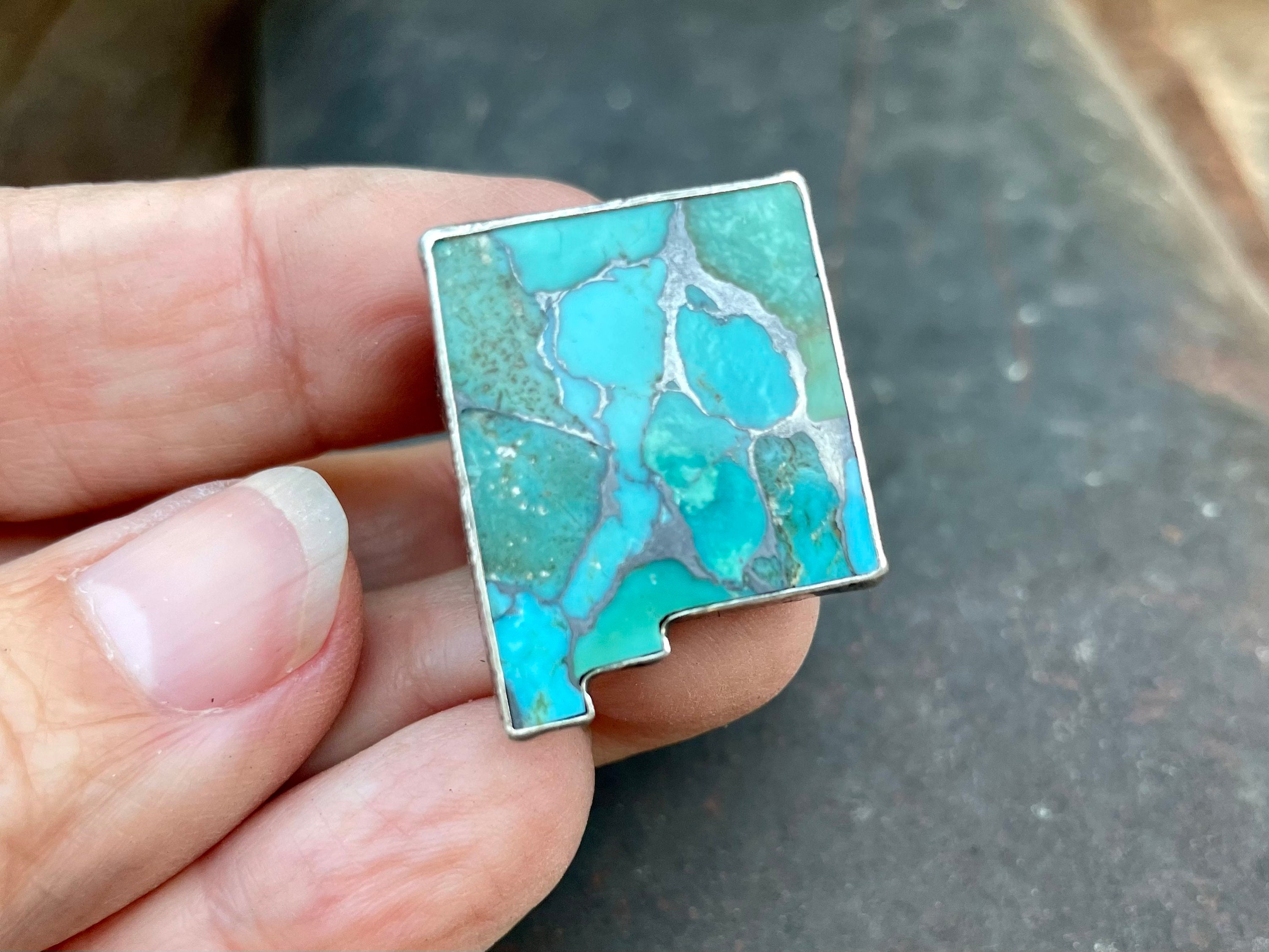 Sterling Silver Turquoise New Mexico State Ring Size 5.25 by Meltdown