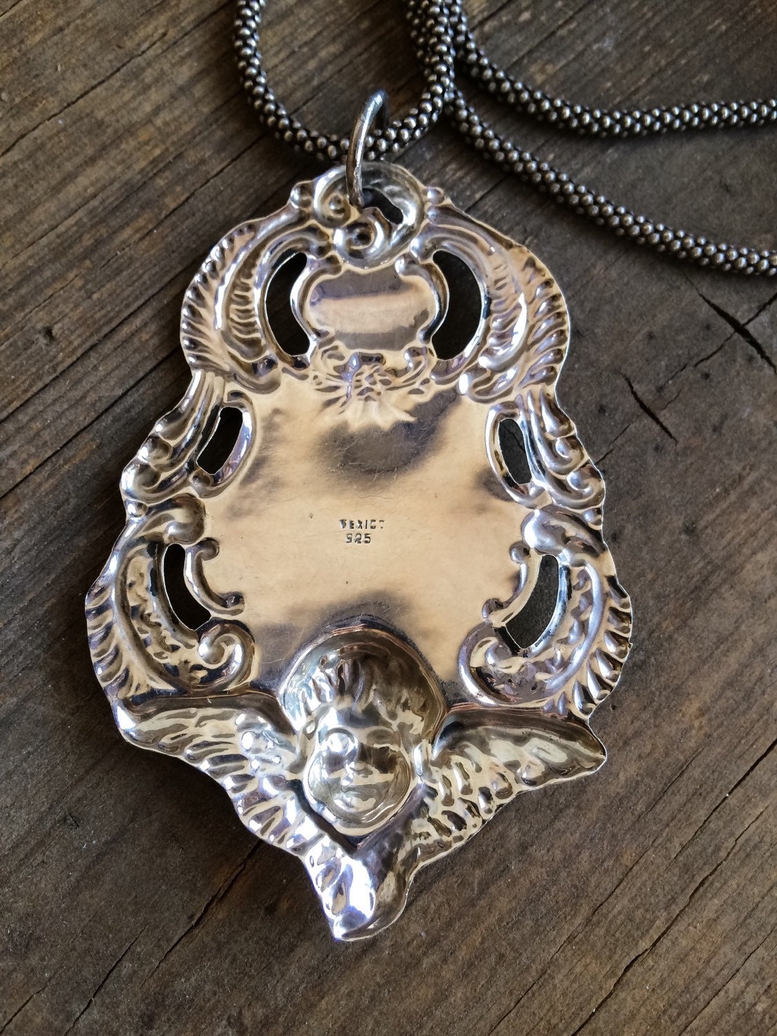 Vintage Mexican angel milagro sterling silver ex voto pendant, Spanish