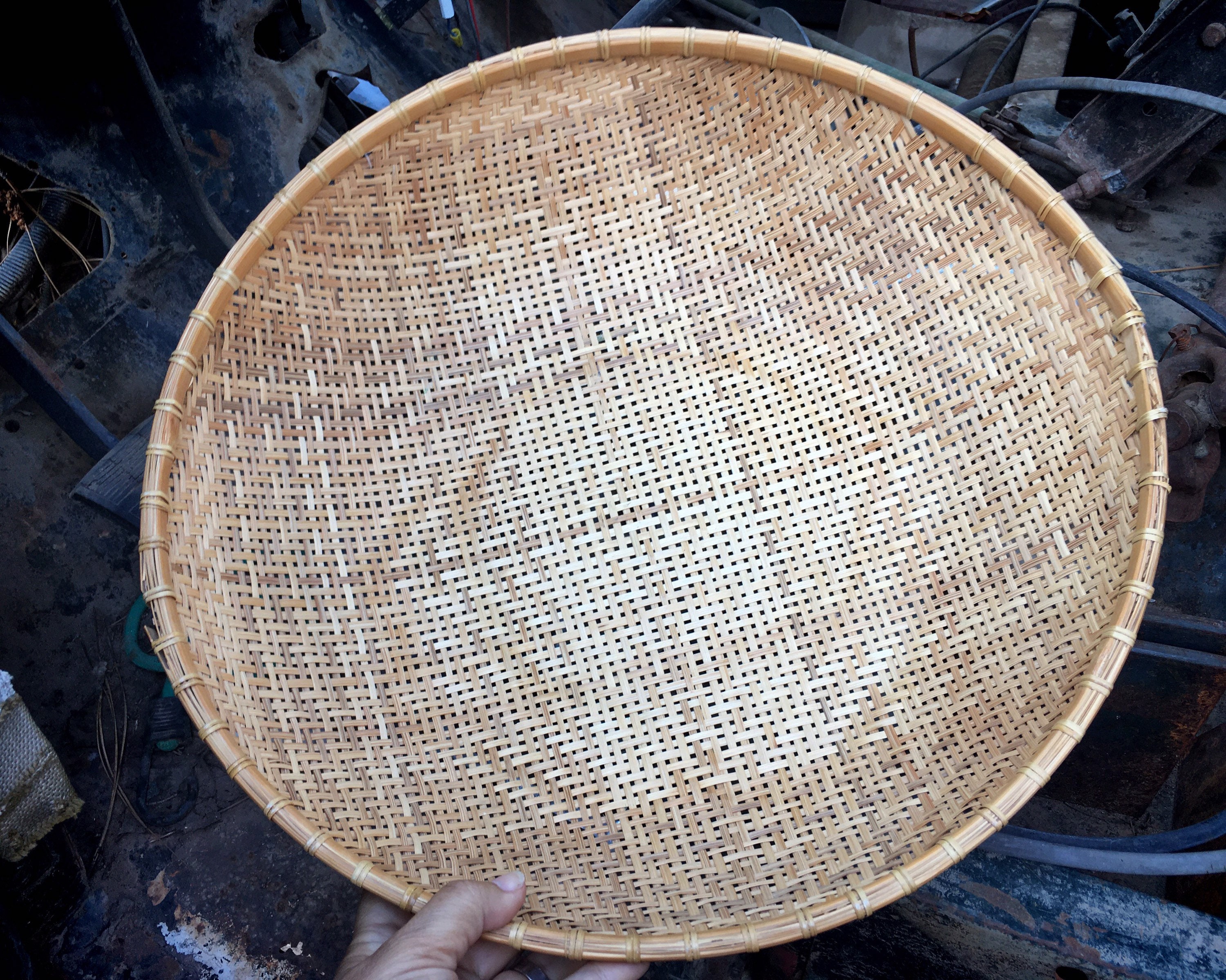 Large Winnowing or Sifting Basket Earthy Farmhouse Decor, Herb Basket