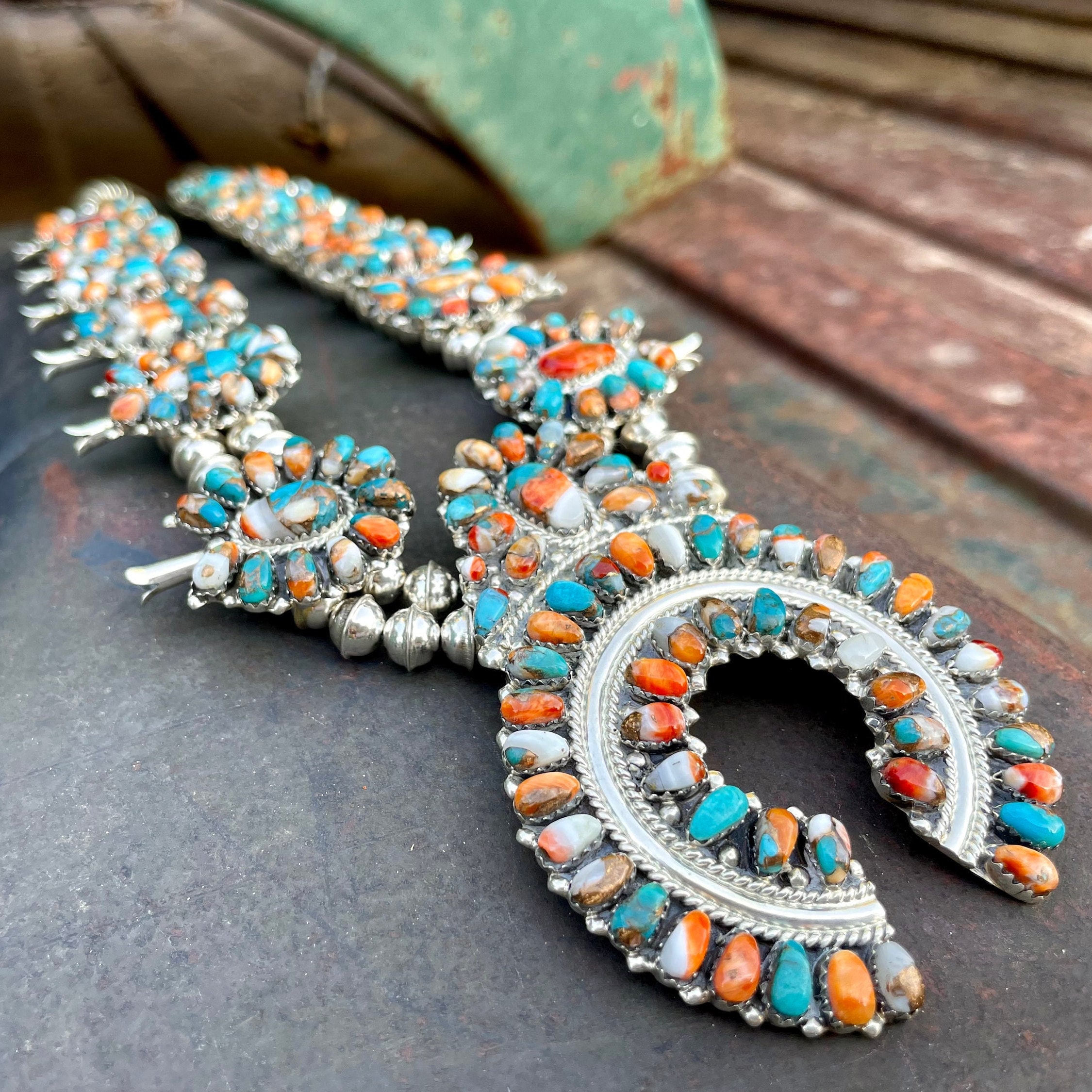 PRIVATE LAYAWAY- VIVID BLUE VINTAGE NAVAJO TURQUOISE SQUASH BLOSOM NECKLACE PRIVATE LAYAWAY- VIVID BLUE VINTAGE NAVAJO TURQUOISE SQUASH BLOSOM NECKLACE