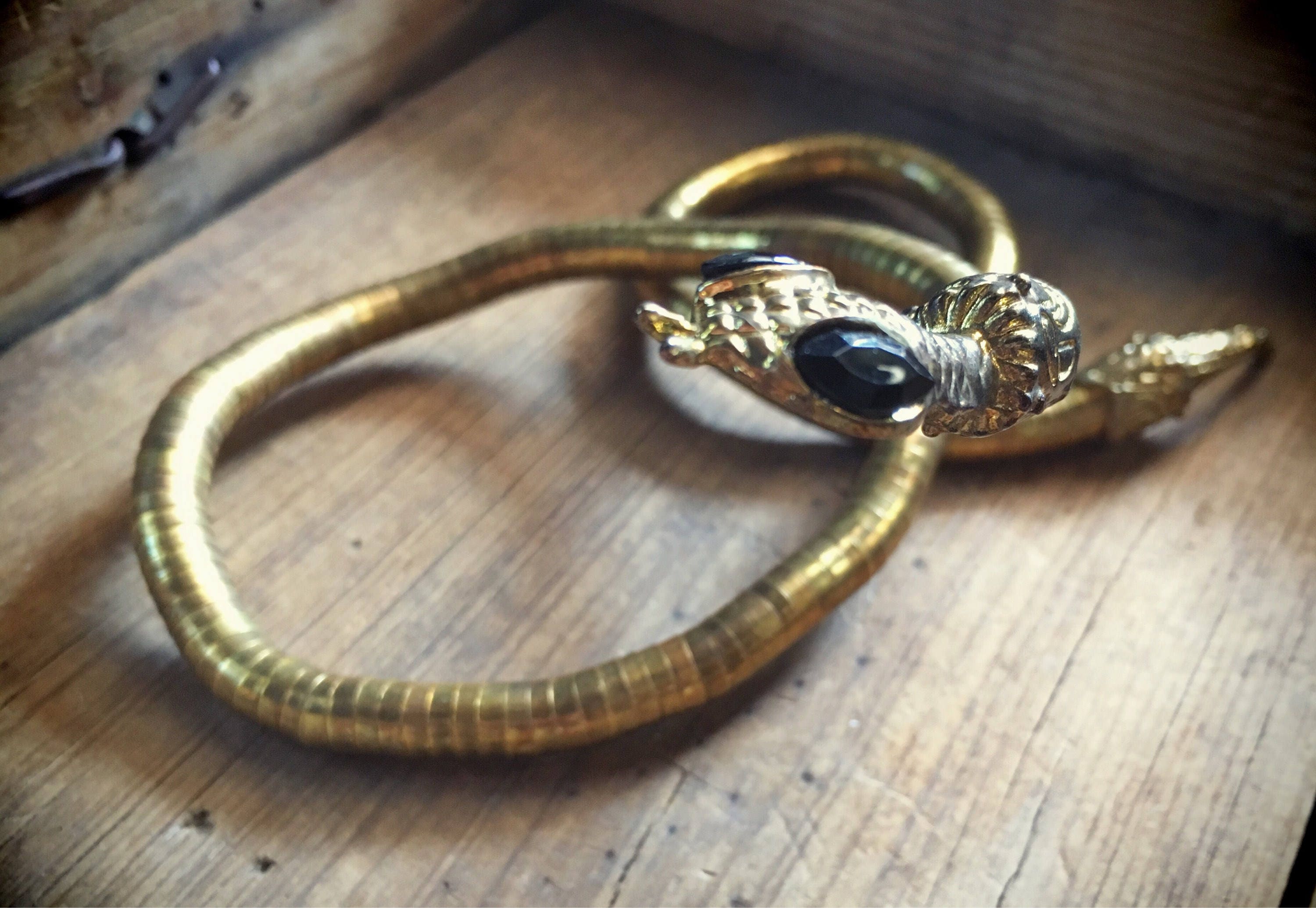 Vintage brass snake flex bracelet or choker Cleopatra Halloween costume