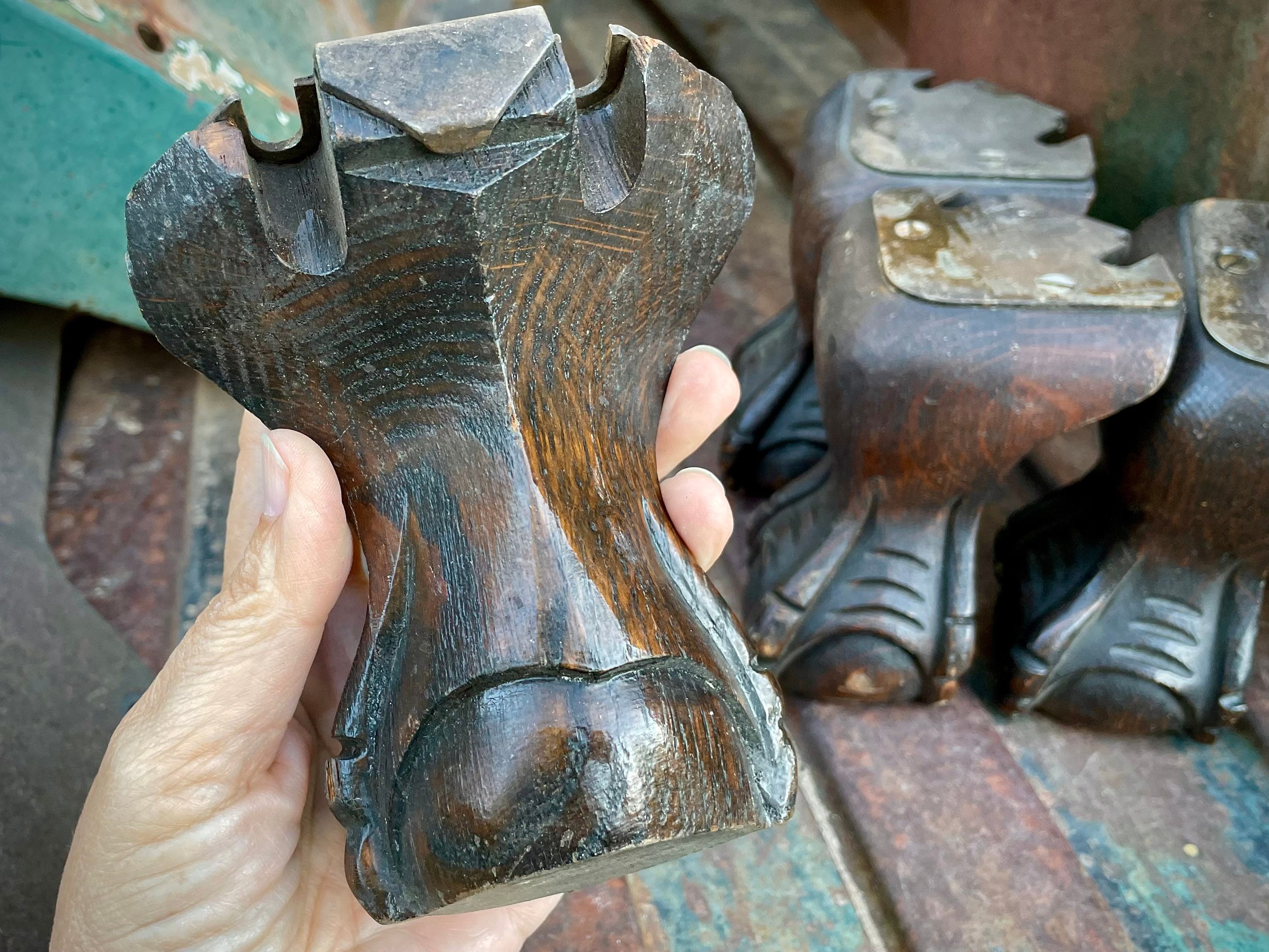 Vintage Heavy Carved Turned Wood Chair Legs, Architectural Salvage