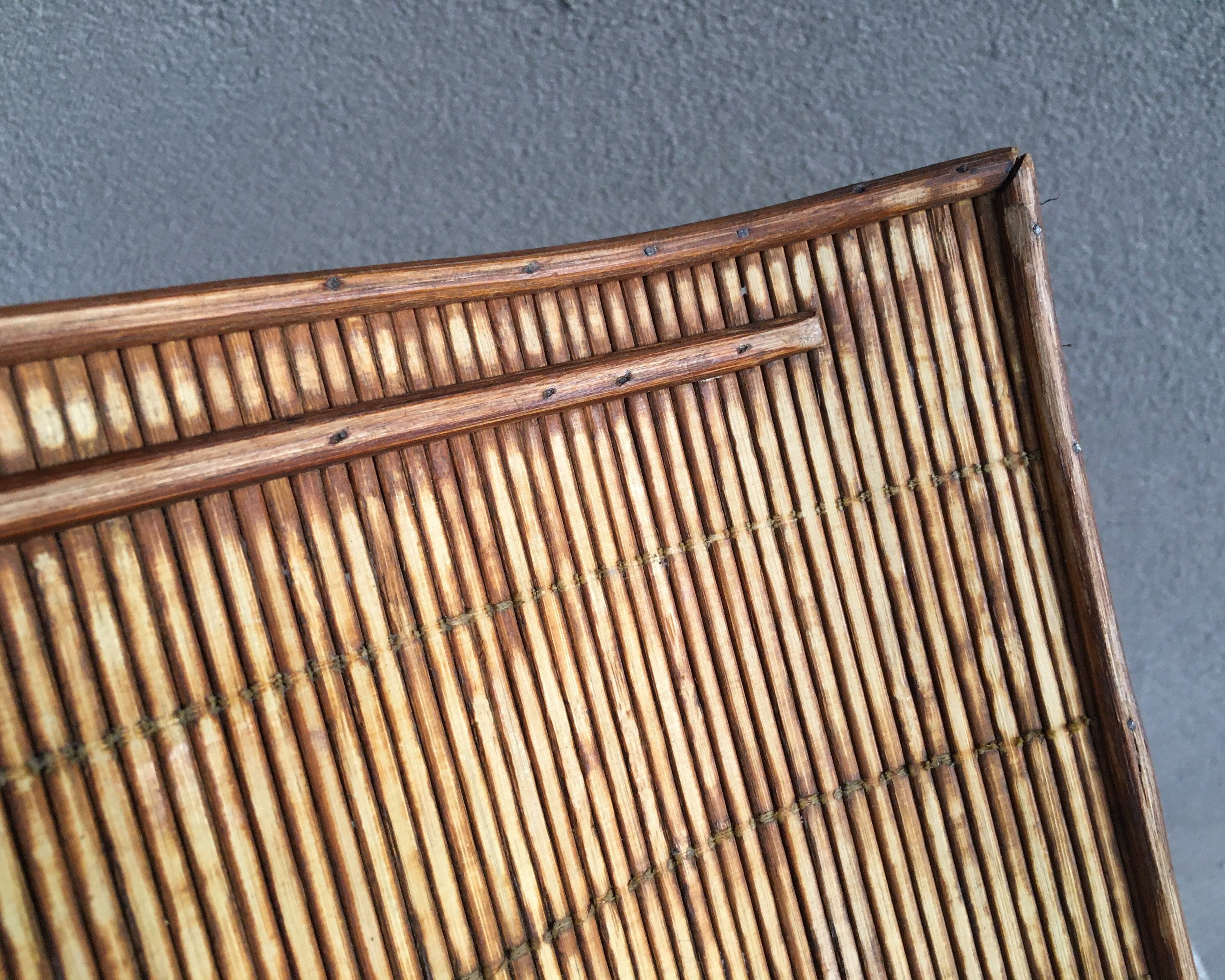 Pair of Tabletop Chinese Bamboo Reed Serving Trays Upturned with Low
