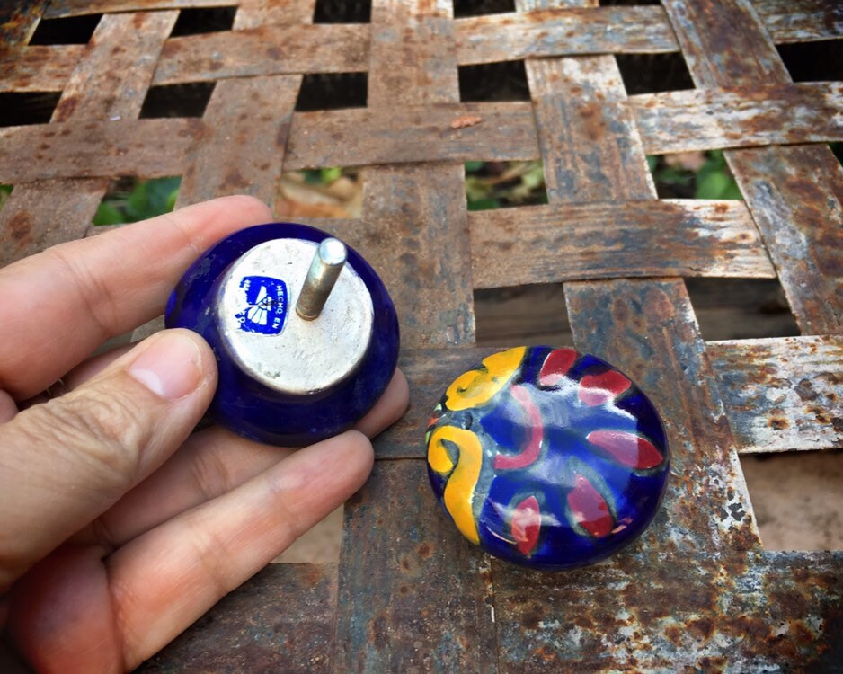 Pair of Mexican Ceramic Drawer Pulls Rustic Home Decor, Ceramics and