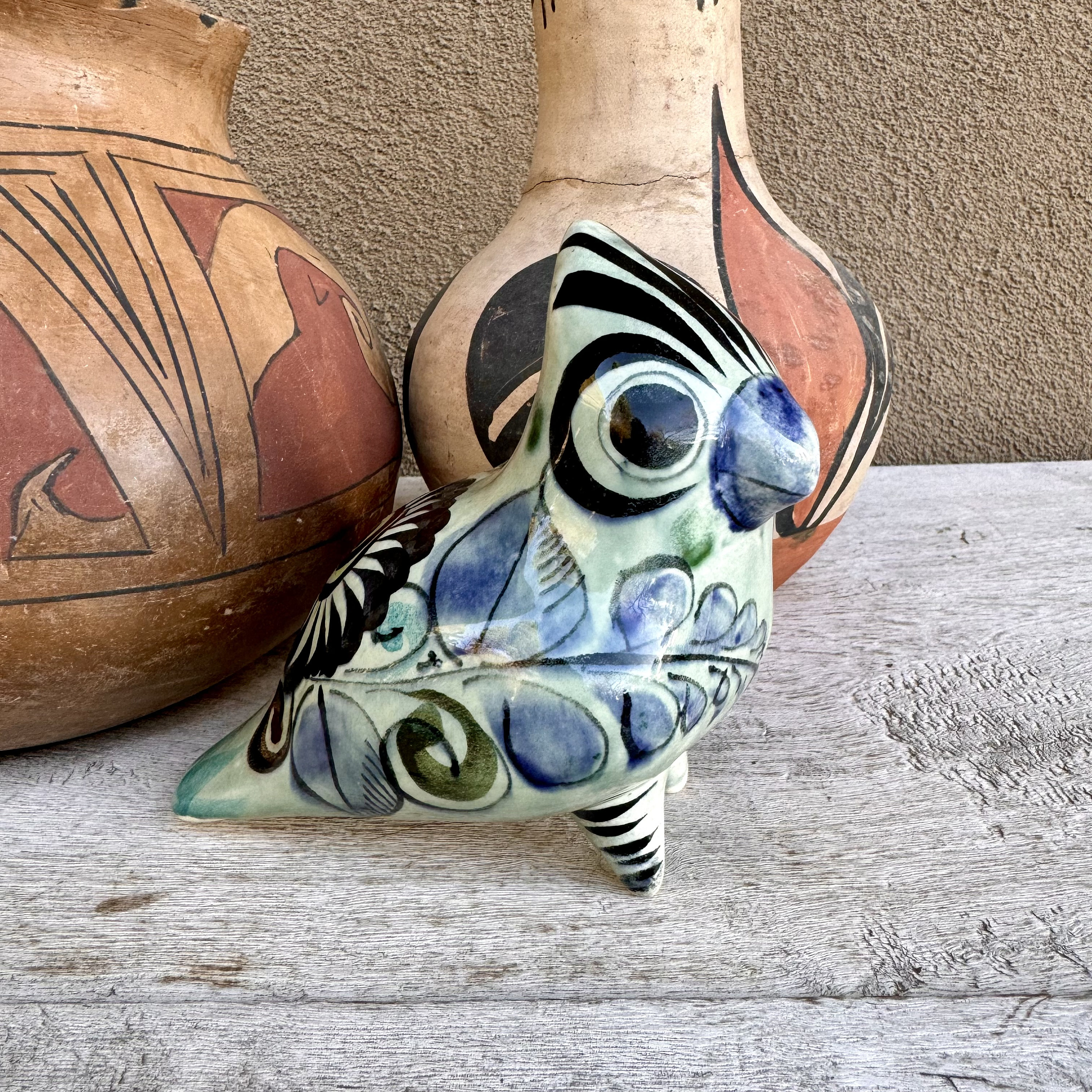 Vintage Mexican Tonala Pottery Hand Painted Bird | eBay