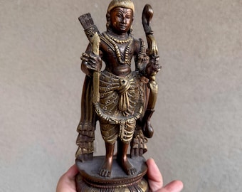 Heavy Mixed Metal Deity Statue Bow & Arrow Circa 1980s, Shri Rama