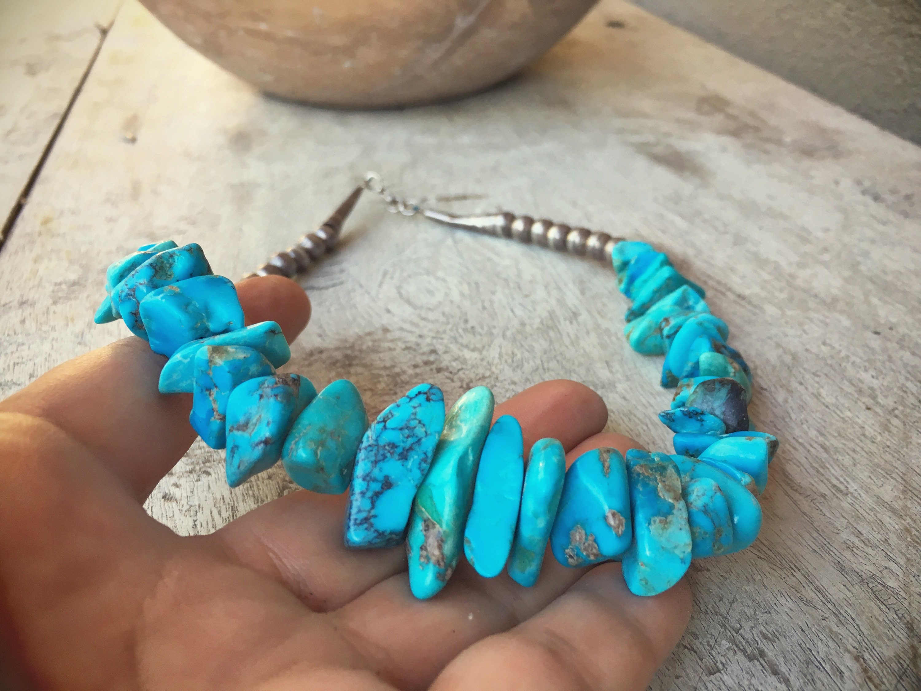 Vintage turquoise nugget necklace outlet