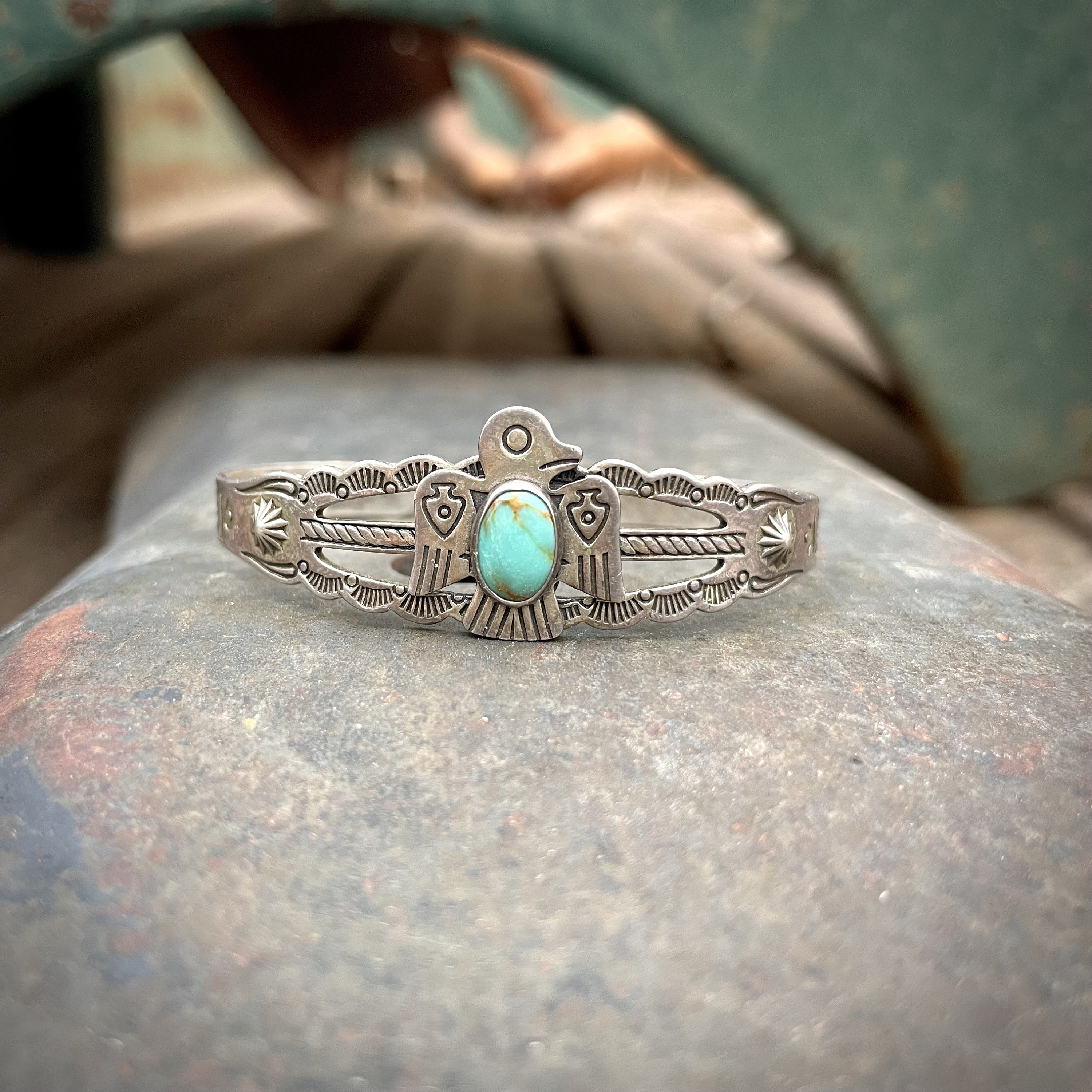 Dainty Fred Harvey Era Thunderbird Cuff Bracelet by Pacific