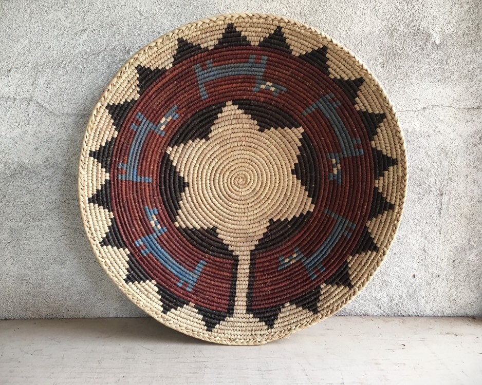 Shallow Woven Basket Bohemian Basket Gallery Wall, Southwestern Decor
