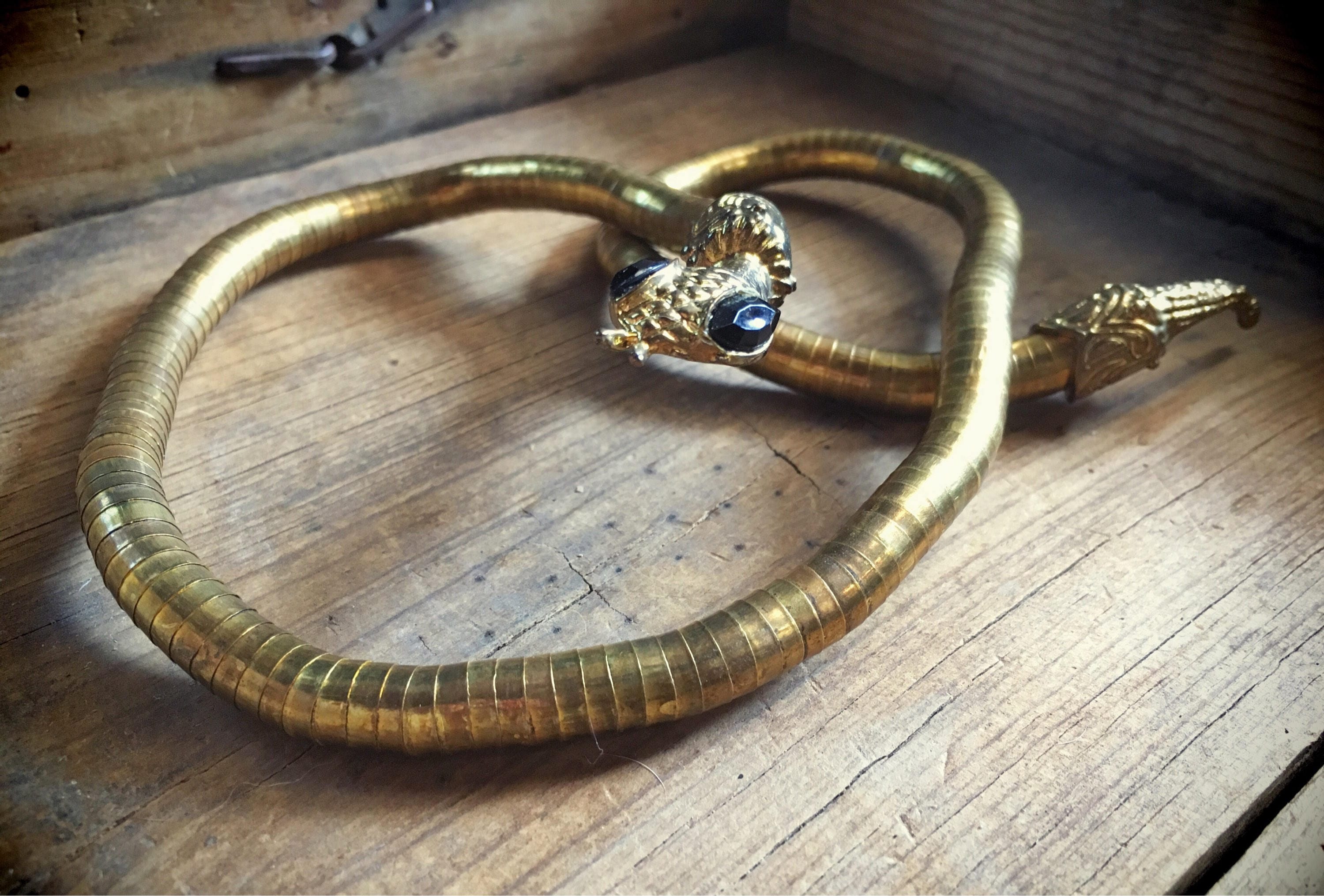 Vintage brass snake flex bracelet or choker Cleopatra Halloween costume