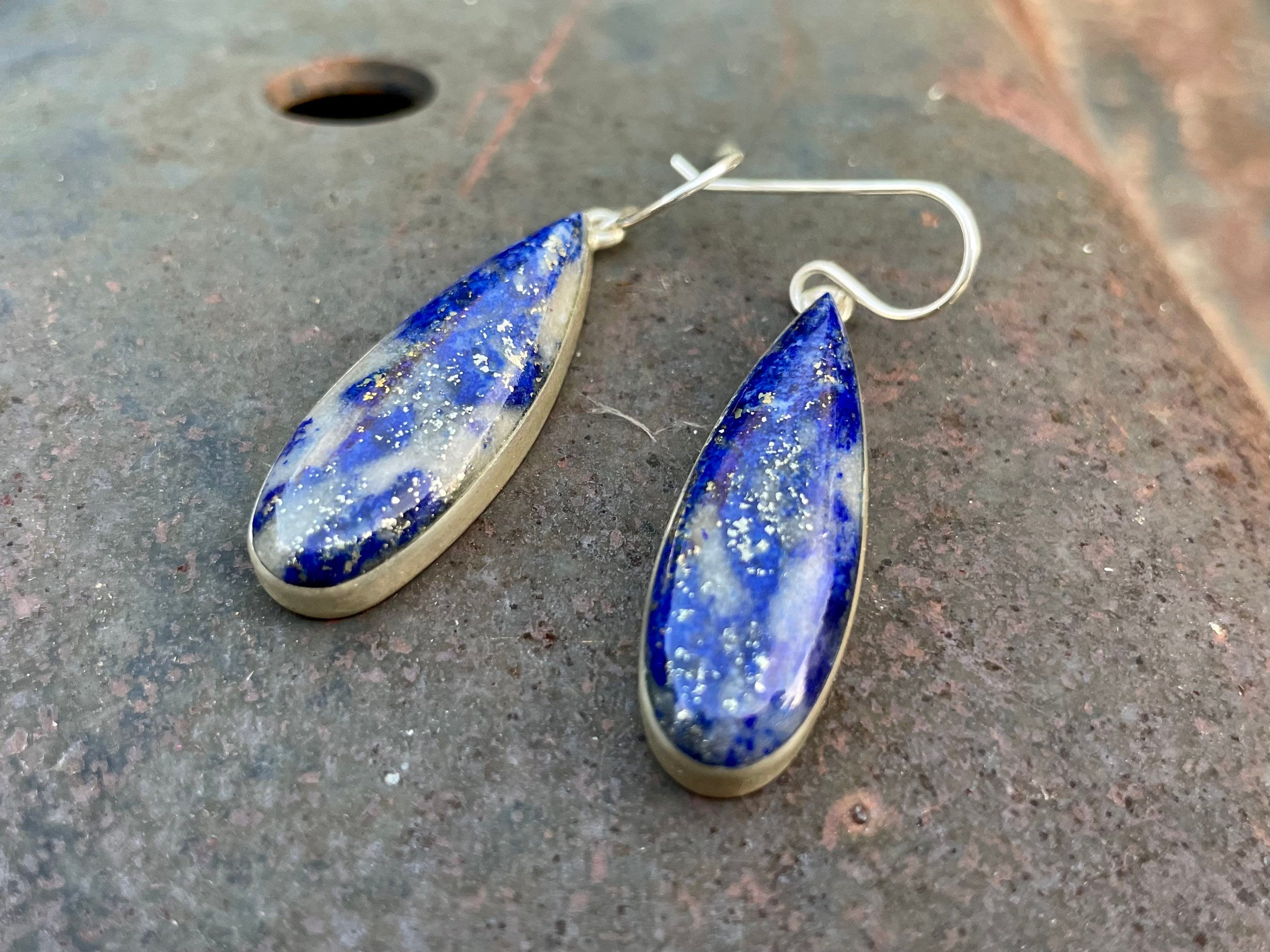 •LAPIS STICK• Navajo silver dangle earrings