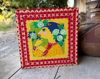 Vintage Bjorn Wiinblad Lidded Box 7" Cubed, Iconic Danish Modern Retro Office Accessory